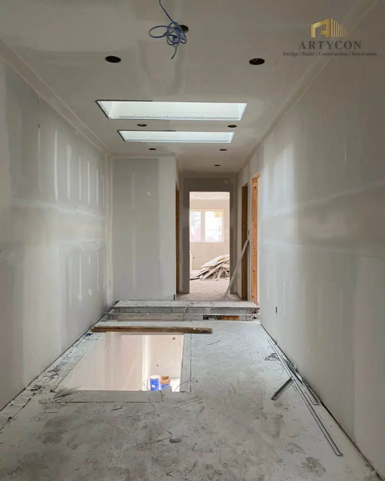 29. Drywall installed for newcustom home construction