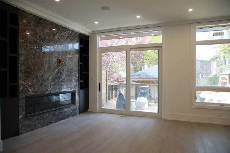 40. Open concept custom home with fireplace