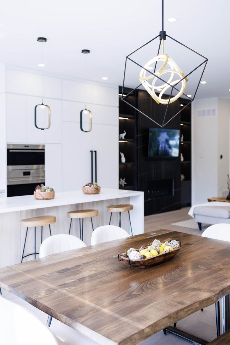 Contemporary-Kitchen-With-White-Cabinets-Built-In-Appliances