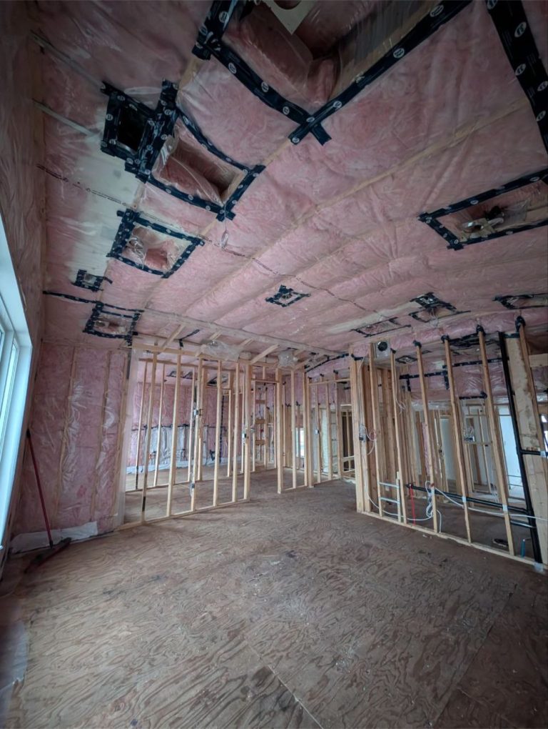 basement ceiling insulation in progress