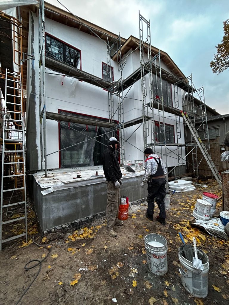 exterior foam boards installation in progress