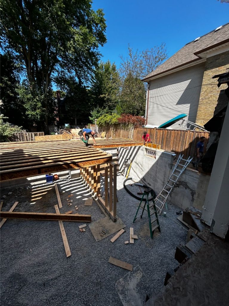 metal beams installation in progress
