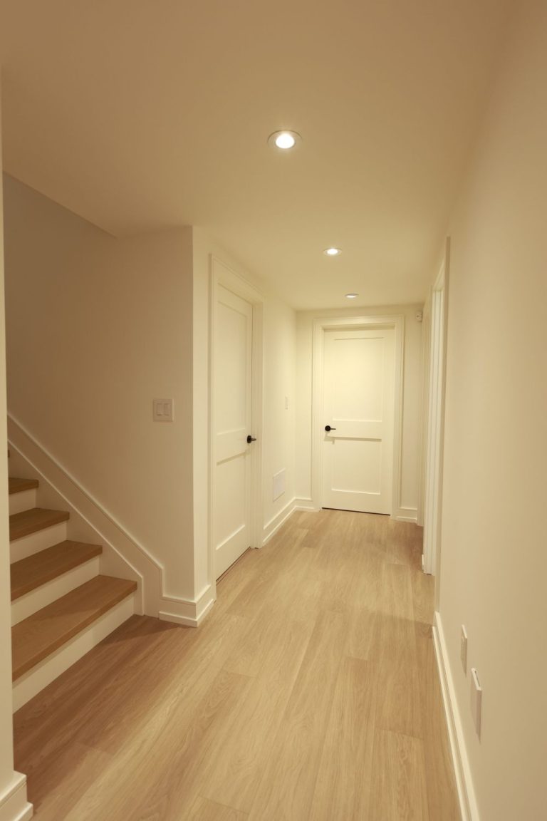 modern basement hallway view