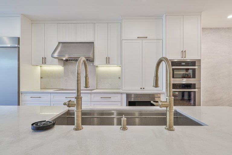 modern kitchen island with built-in sink